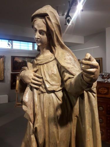 Sculpted wooden sculpture of the 16th Century - Madonna - Renaissance